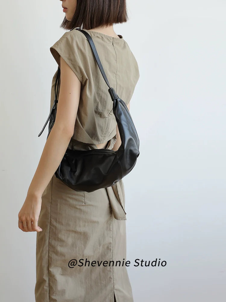 Shevennie Leather Croissant Bag