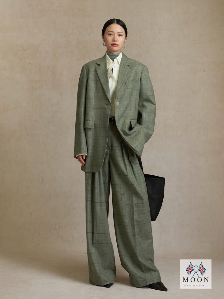 Natural Plaid Wool Suit