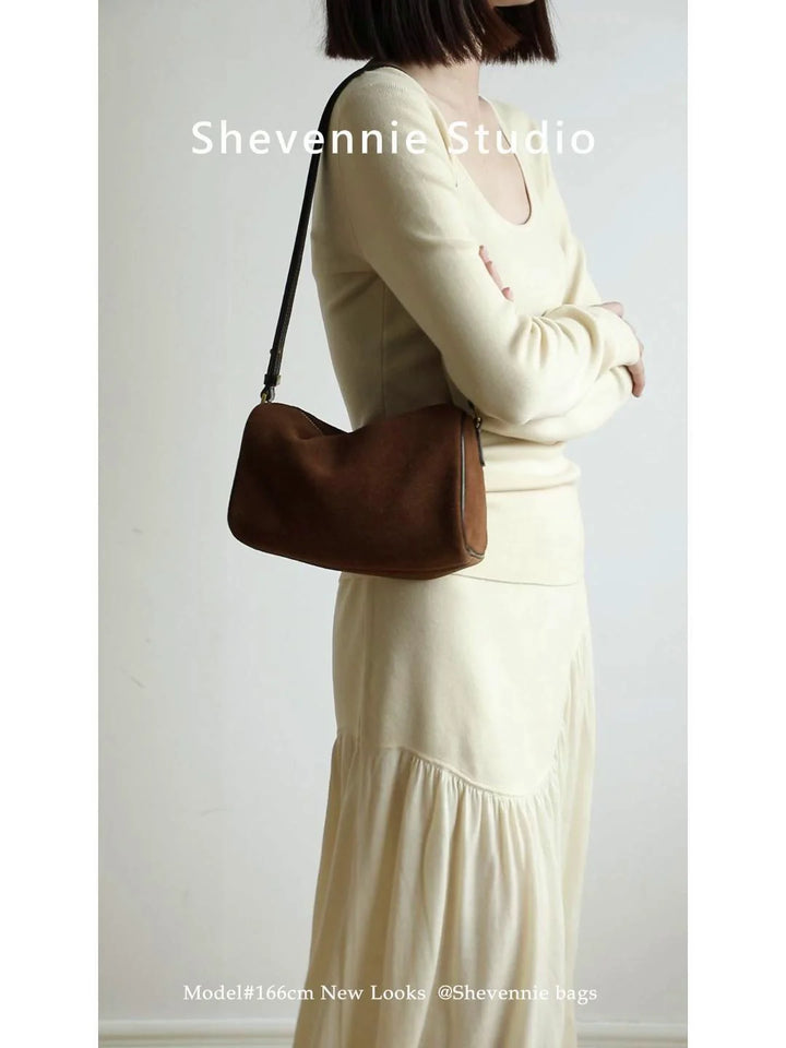 Mocha Suede Shoulder Bag