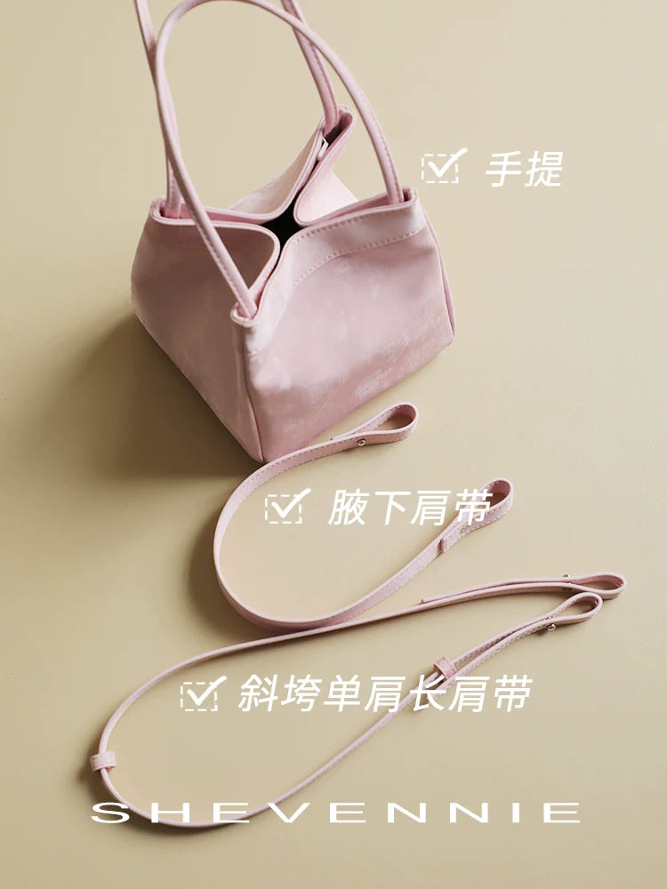 Silk Leather Bucket Bag