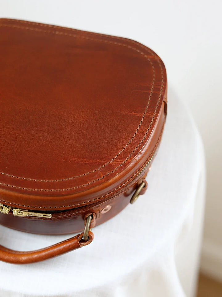 Round Leather Crossbody