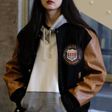 Retro Ivy Heavy Wool Baseball Jacket with Embroidery