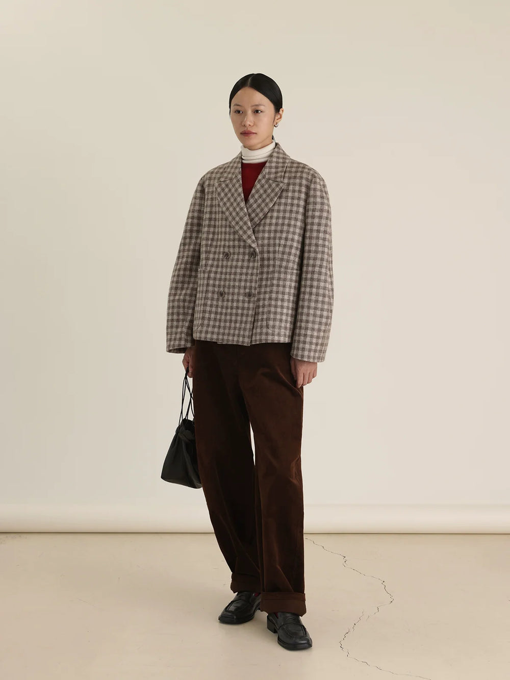 Tea Brown Wool Plaid Jacket