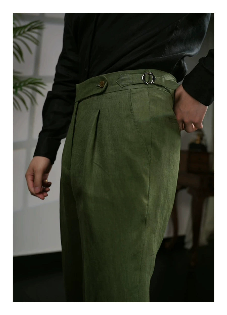 Linen High-Waisted Pants