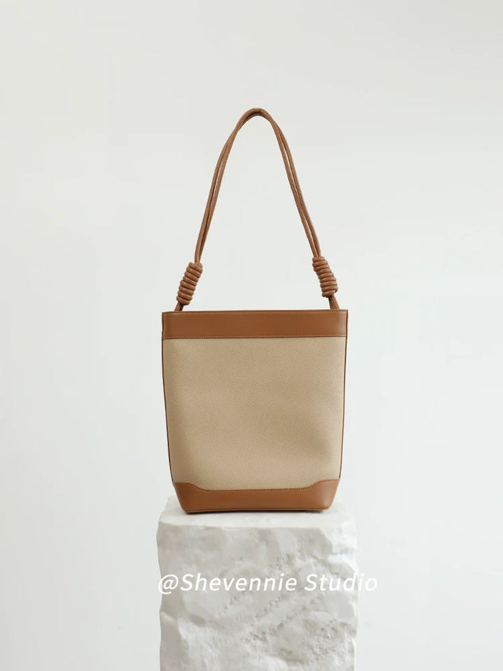 Genuine Leather Bucket Shoulder Bag