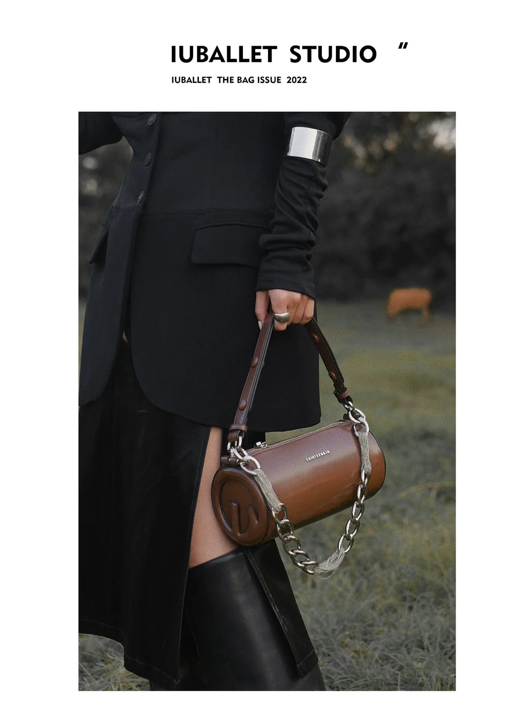 Leather Tubular Shoulder Bag