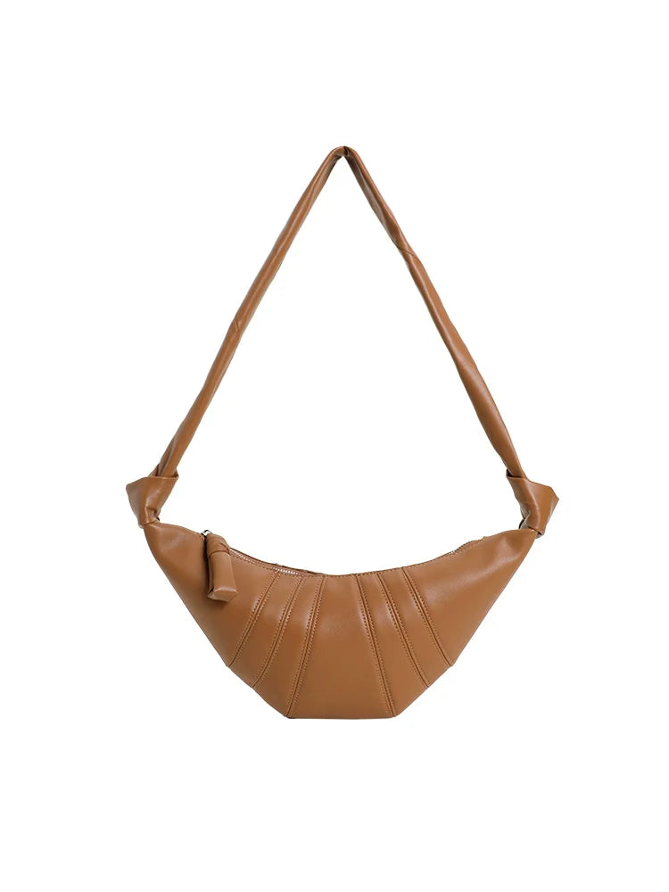 Leather Croissant Shoulder Tote