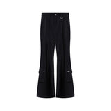 Versatile Unisex Deconstructed Wide-Leg Flared Trousers with Multi-Pockets