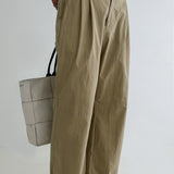 Cotton Straight Casual Suit Trousers