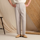Men's Italian Seersucker Double-Pleat Lightweight Breathable Wrinkle-Free Machine-Washable Casual Trousers