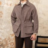 Woolen Hunting Coat - Slim Fit Plaid Warmth for Autumn-Winter Lapel Style