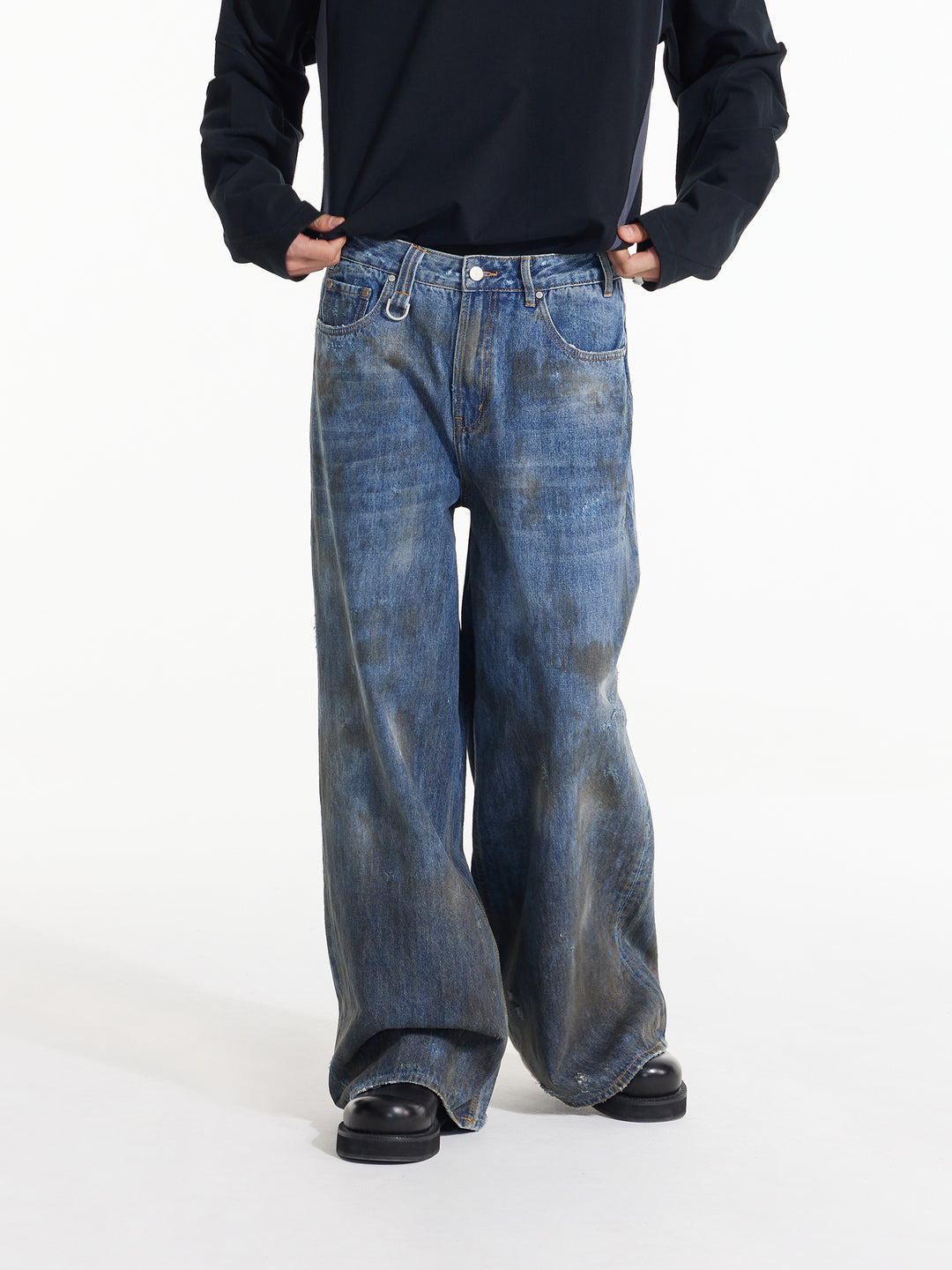 Wide Leg Denim Trousers