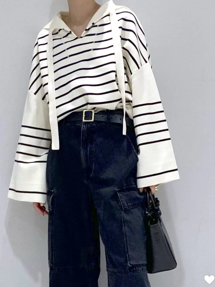 Navy Collar Striped Sweater