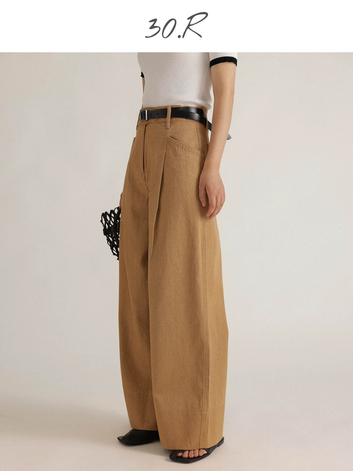 Natural Wide Leg Denim Pants