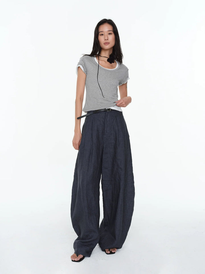 Natural Linen Wide Leg Pants