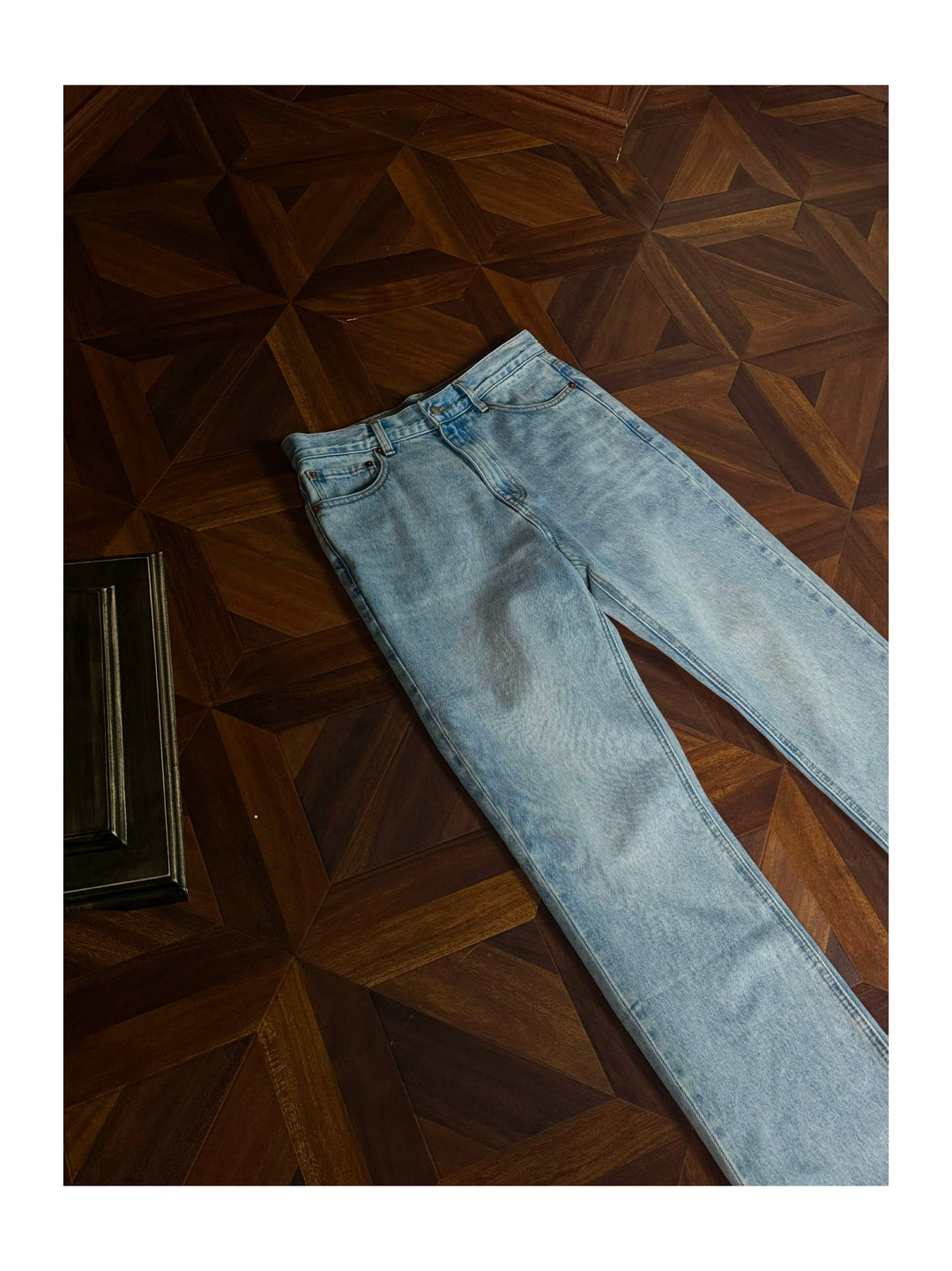 Washed Distressed Ice Blue Jeans