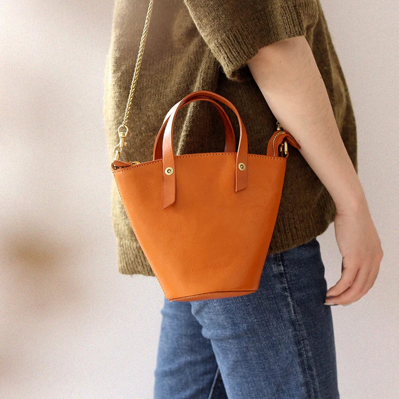 Leather Mini Bucket Bag