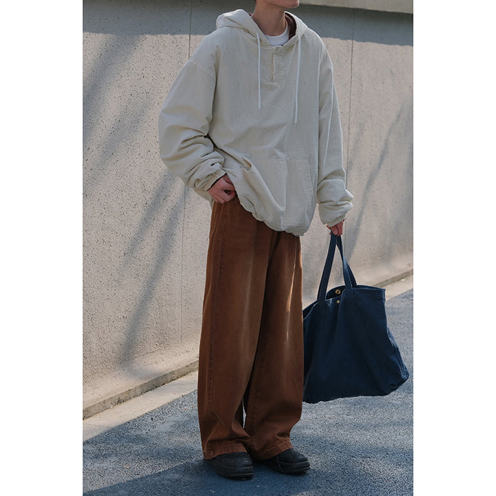 Brown Denim Casual Pants