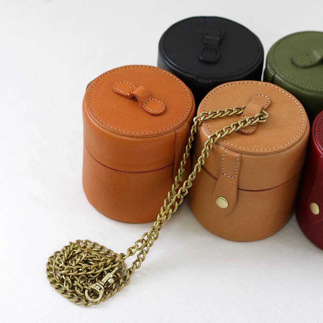 Leather Mini Round Chain Bag