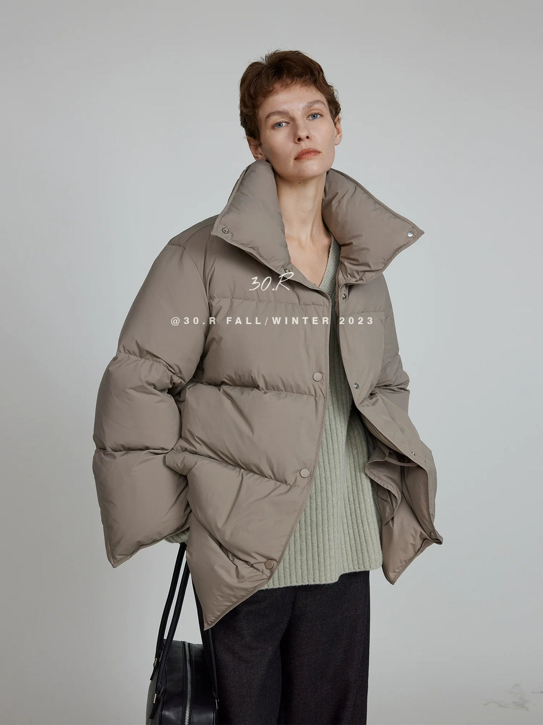 Mocha Stand Collar Down Jacket