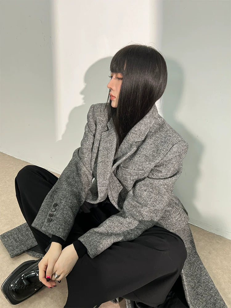 Grey Cashmere Wool Coat