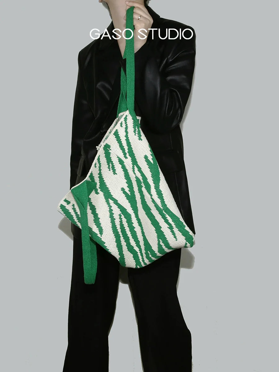 Green Knitted Shoulder Tote