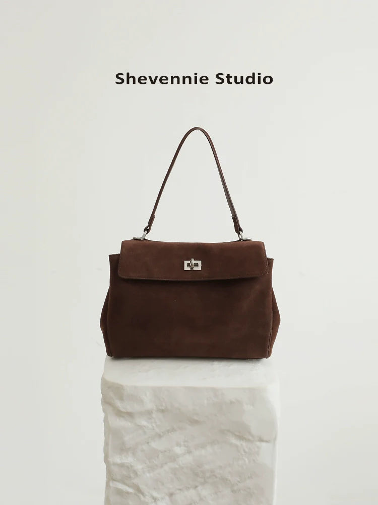 Suede Lock Shoulder Tote