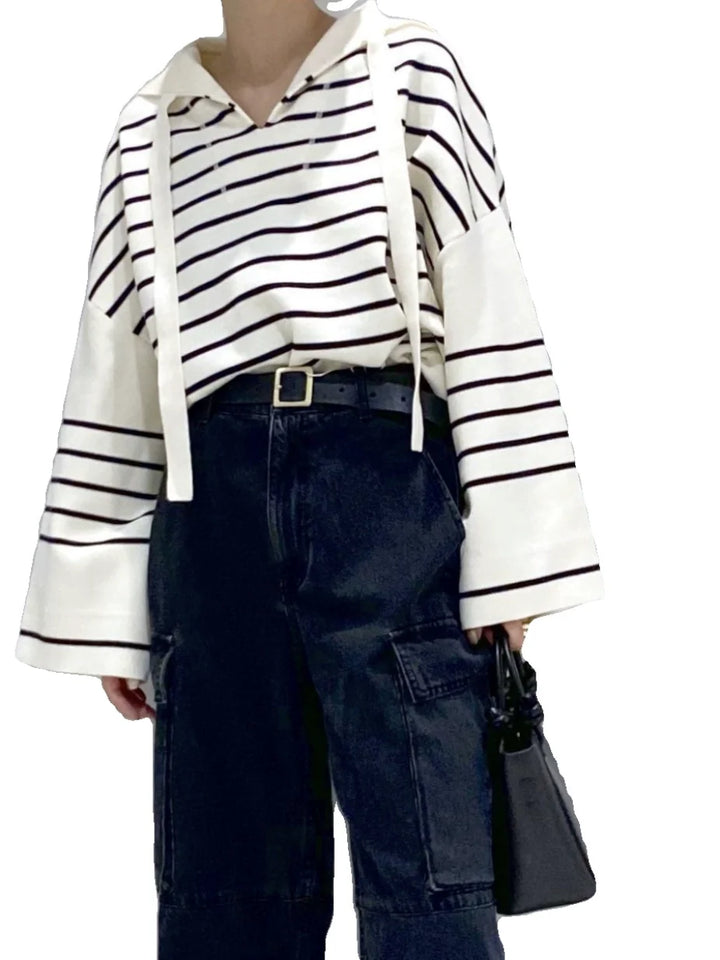 Navy Collar Striped Sweater