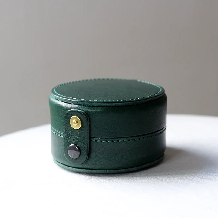 Round Leather Jewelry Box