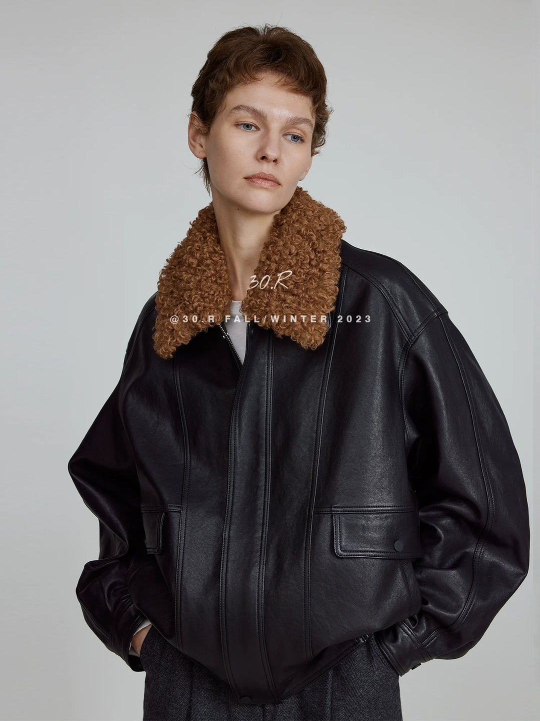 Sheepskin Fur-Collar Jacket