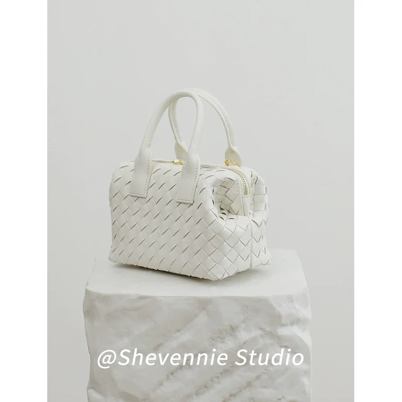 Leather Woven Bucket Bag