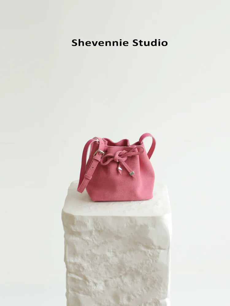 Frosted Suede Bucket Bag