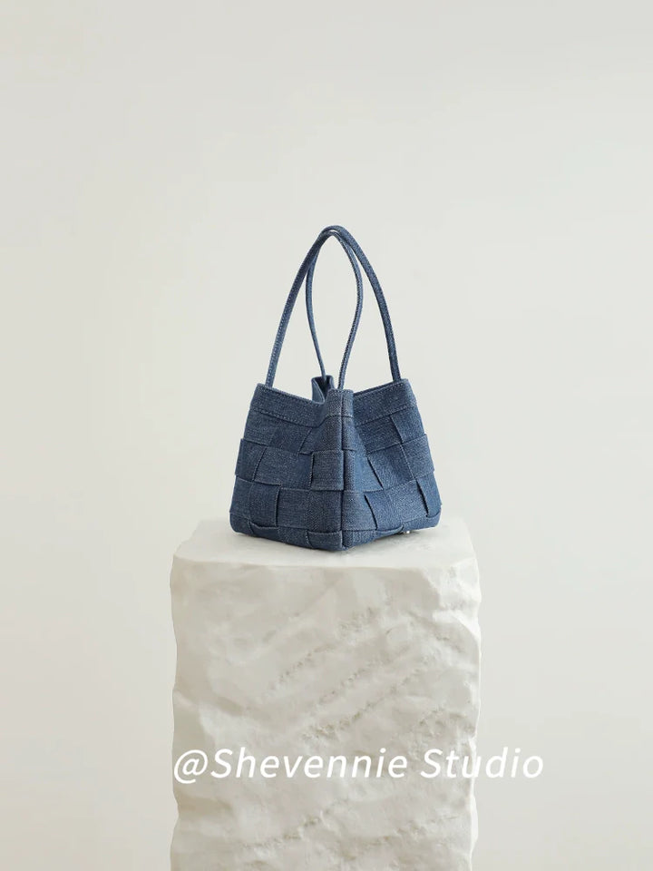 Soft-weave Canvas & Leather Bucket Bag