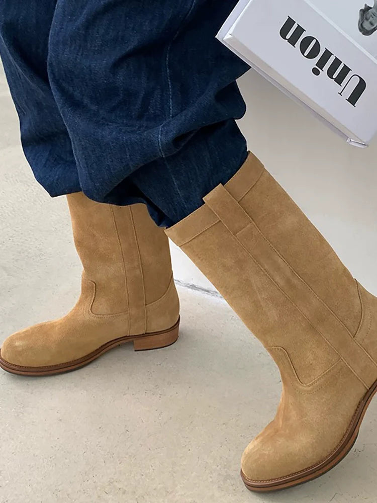 Matte Brown Leather Boots