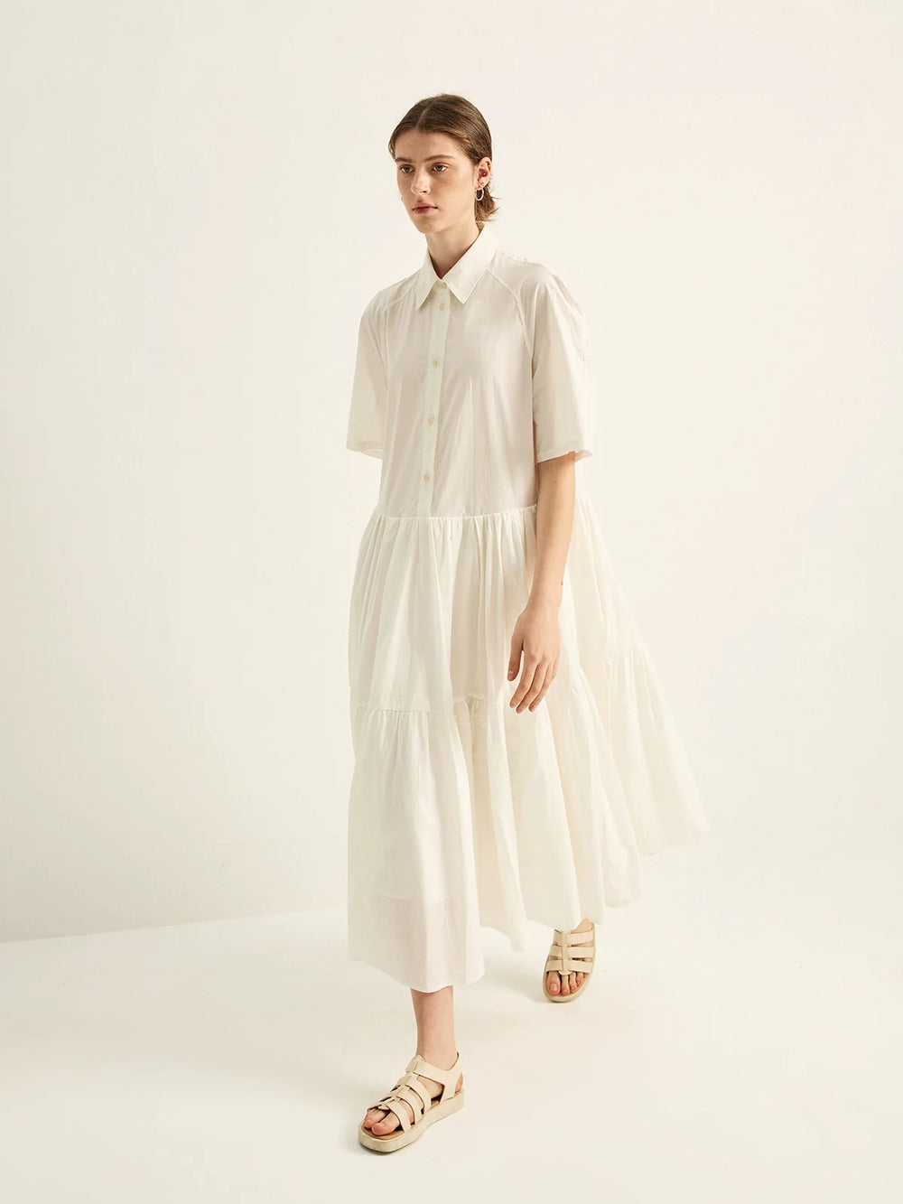 Cotton Linen Pleated Dress