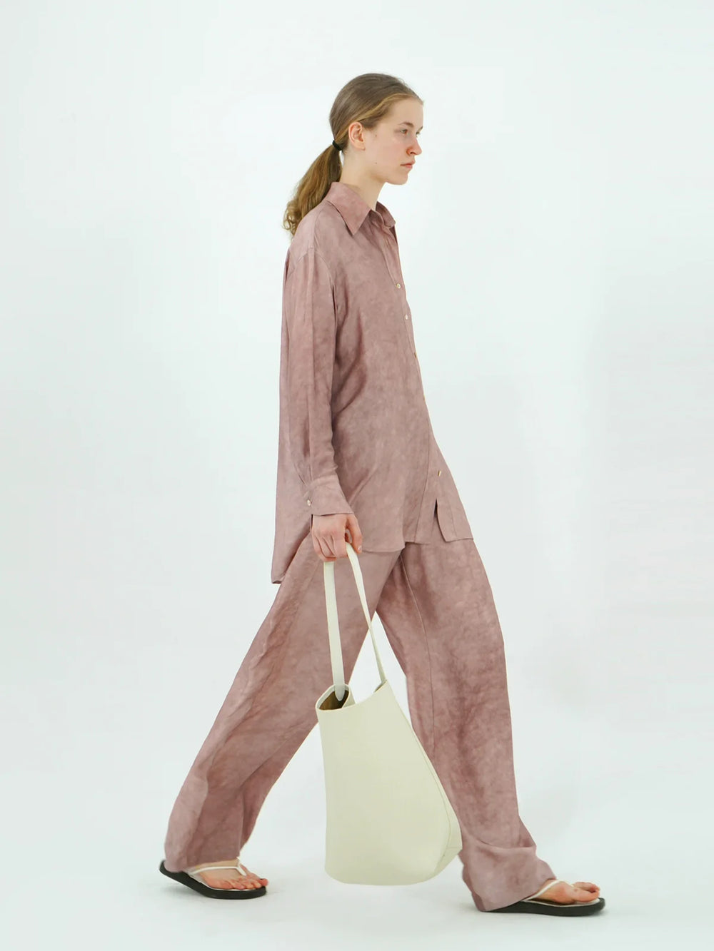 Silk Chiffon Straight-Leg Trousers