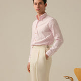 Men's Luxury Italian Stripe Shirt - Skin-Friendly Non-Iron Pure Cotton Long Sleeve Dress Shirt with Point Collar