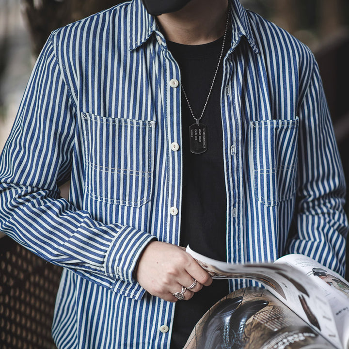 Railroad Striped Cotton Shirt