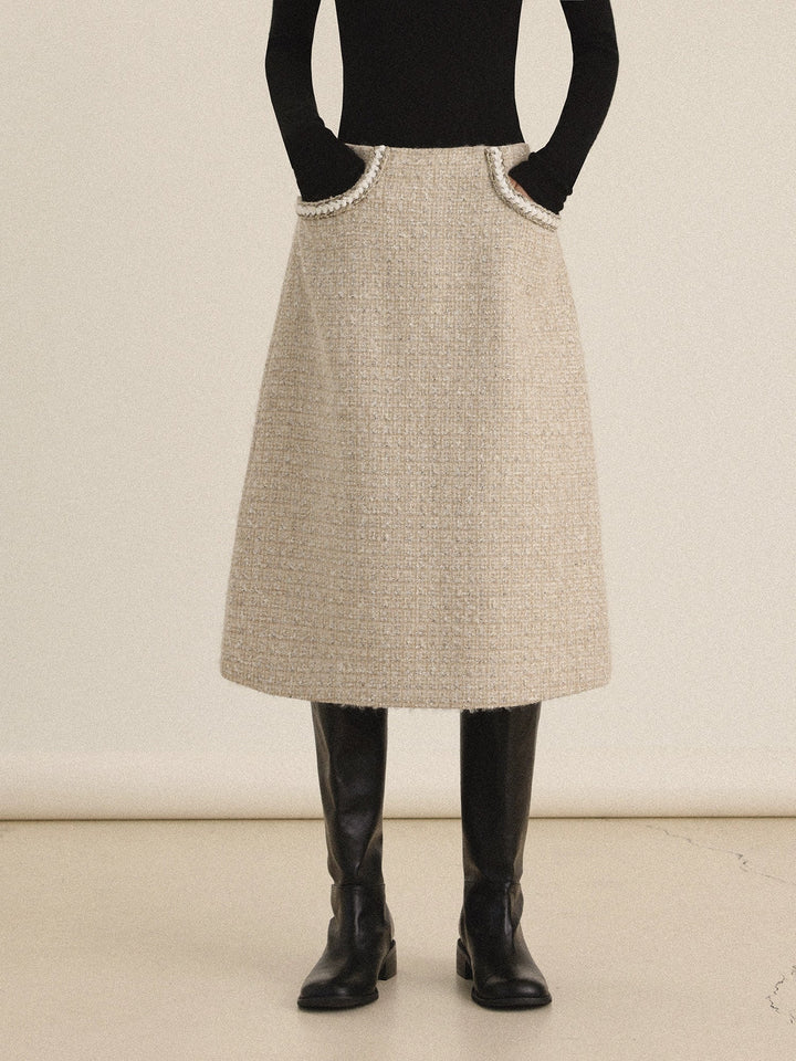 Wool Blend A-Line Skirt