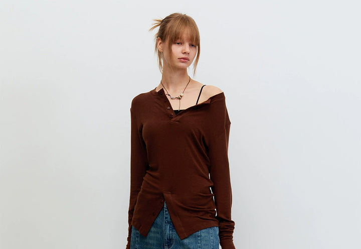 Symmetrical Brown Base Layer Tee