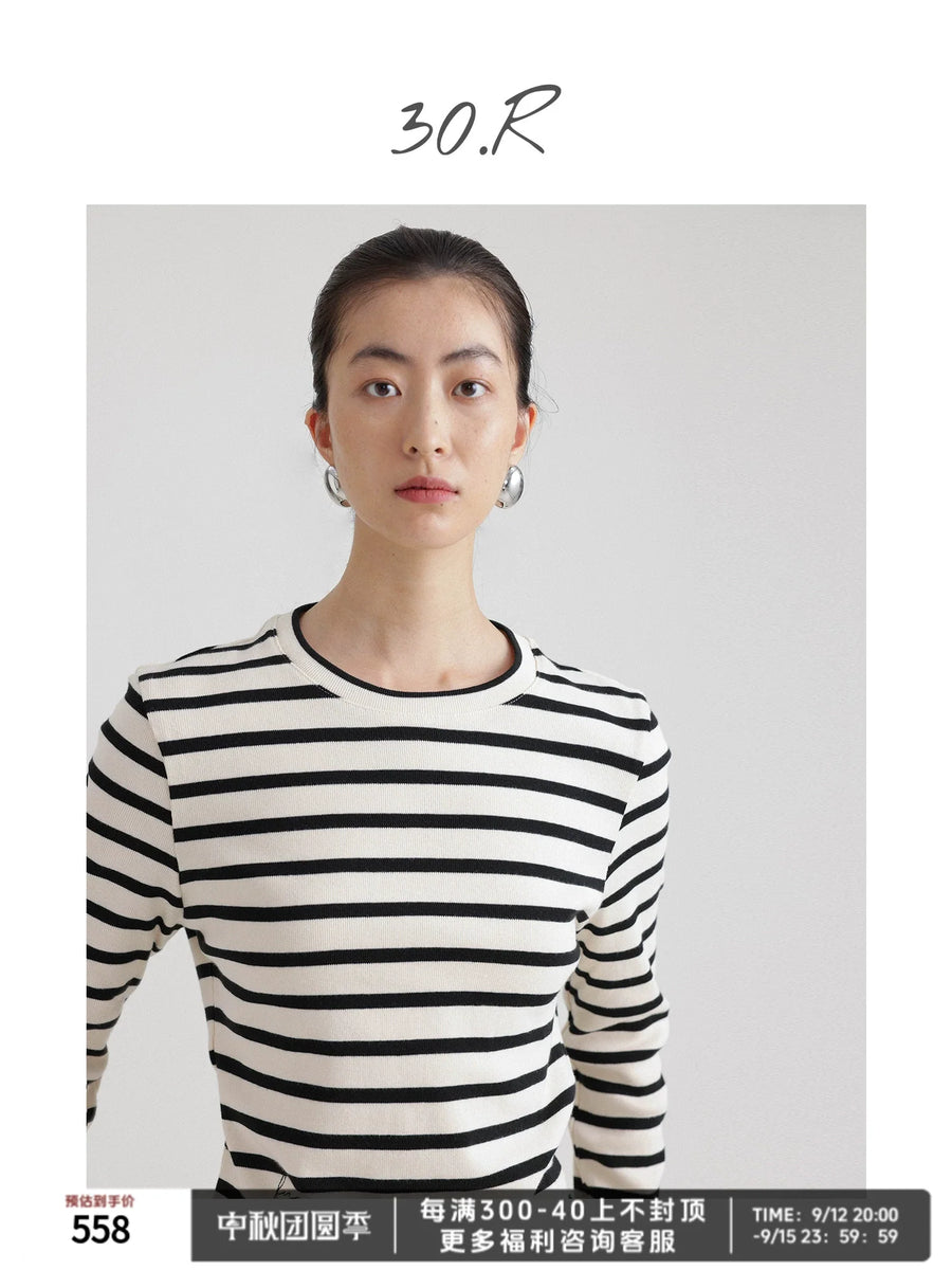 Cotton Stripes Crew T-shirt