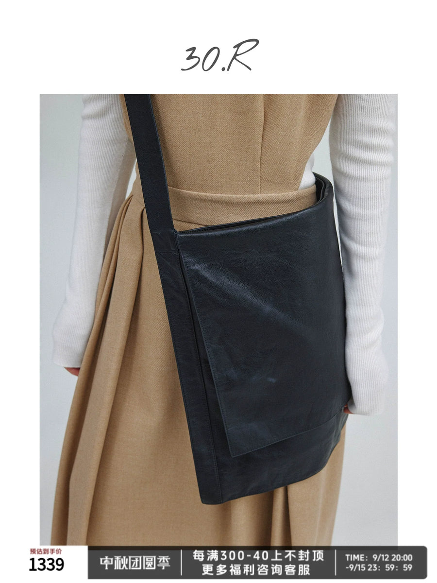 Black Waxed Leather Tote