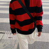 Striped Polo Sweater - Niche Design for Casual Cool in Autumn & Winter