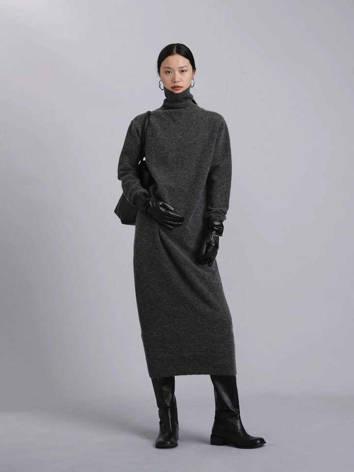 Alpaca Knit Turtleneck Dress