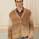 New Retro Long-Haired Mink Plush Gradient Knitted Cardigan for Autumn and Winter