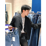Korean Men's Fashion Jacket Flap Pocket Loose Casual Suit