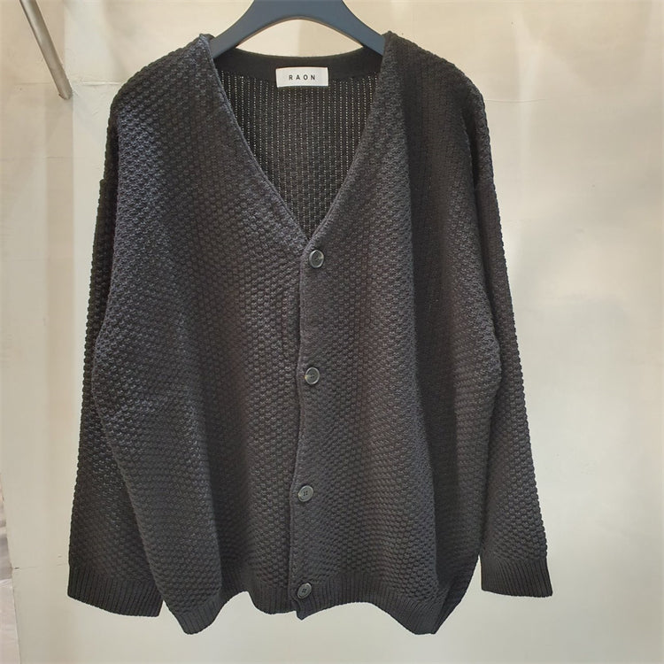 Korean Loose Knitted Cardigan Jacket Spring/Summer V-Neck Texture