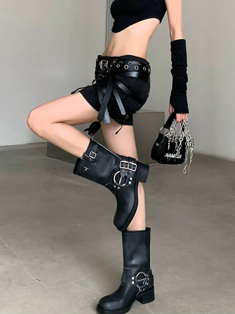 Leather Belted Boots