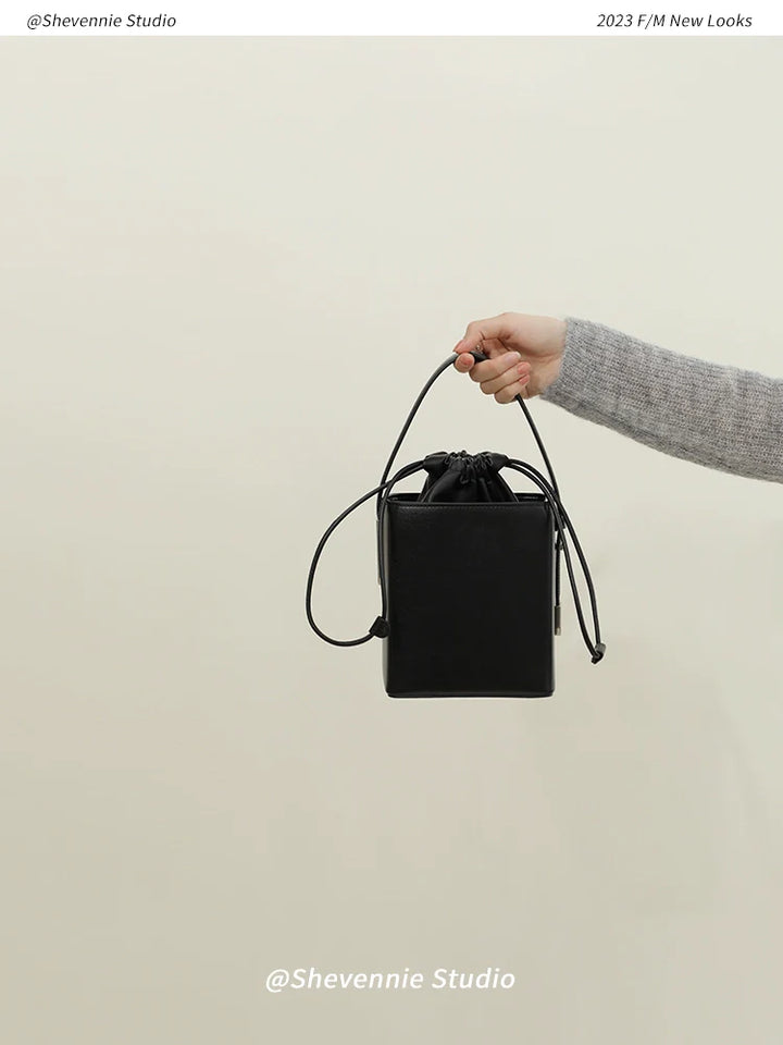 Square Leather Bucket Bag