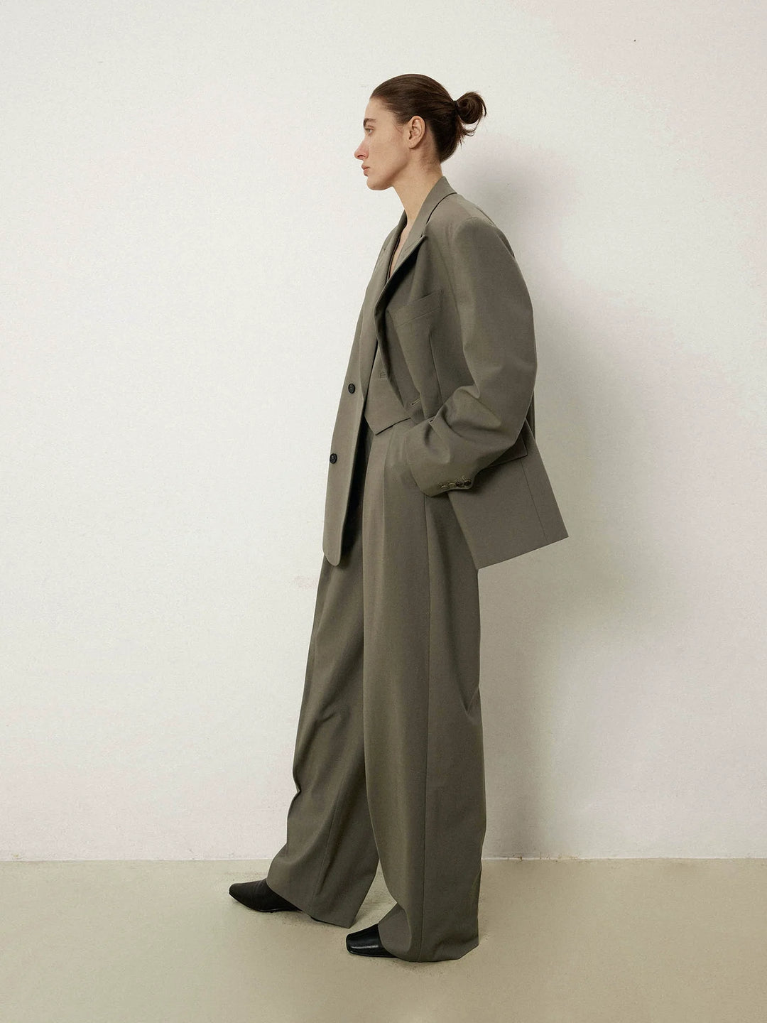 Superfine Wool Wide Leg Trousers